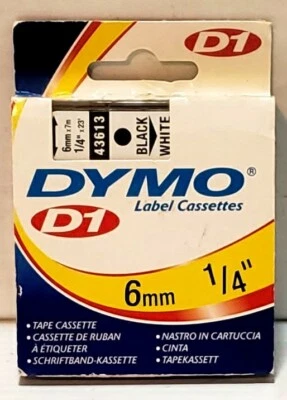 Cinta para impresora de etiquetas Dymo 43613 D1 1/4 negro sobre blanco LabelManager LM 6 mm. NUEVO Foto 1 de 2