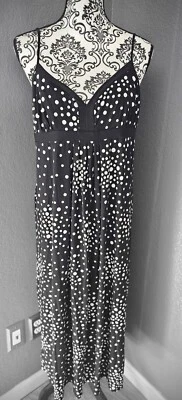 Women's APT. 9 Long Polk Dot Dress Spaghetti Strap Size XL Black & White Elegant - Image 1 of 4