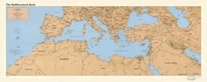 10" x 24" Map of The Mediterranean basin. - Picture 1 of 1
