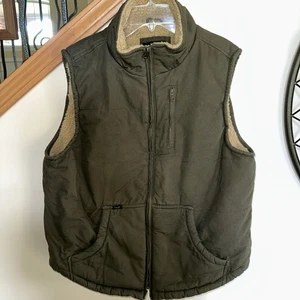 Lee Vest Mens M Brown Full Zip Sherpa Lined Canvas Outdoor Workwear Excellent - Picture 1 of 8