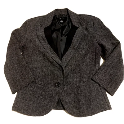 Blazer BCX Feminino Pequeno Cinza Escuro Tweed Cottage Core Office Casaco Esportivo - Imagem 1 de 4