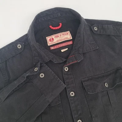 Camisa Chaqueta Denim Abotonada Iron and Resin Negra Premium Goods Talla Mediana Foto 1 de 4