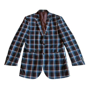 Bocaccio Uomo Plaid Button-Down Blazer Jacket Sport Coat Print Size 38R Men's - Picture 1 of 14