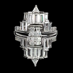 925 Sterling Silver Ring Baguette Simulated Cz Gemstone Jewelry Size 7 - Picture 1 of 13