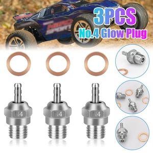 3Pcs N4 Glow Plug for Nitro RC Car 1/8 1/10 Traxxas 3232X T-Maxx 2.5 /3.3 Silver - Picture 1 of 12