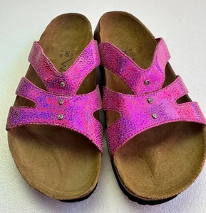 Birkenstock World Walker Hot Pink Rhinestone Leather Sandals Size 37 Ladies 6 - Picture 1 of 14