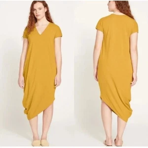 Universal Standard Geneva V Neck Dress 4XS 00 0 2XS Honey Yellow NWT Midi - Picture 1 of 7