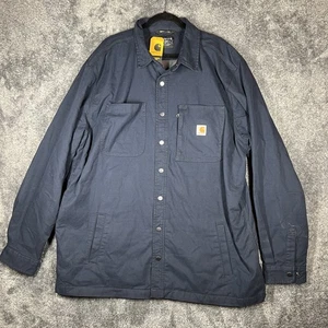 Carhartt Jacket Mens 2XL Tall Blue Rugged Flex Fleece Lined Shirt Jac TJ5532-M - Picture 1 of 10