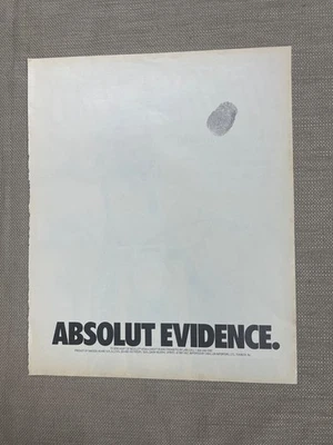 Absolut Vodka 1991 Magazine Advertisement Ad ABSOLUT EVIDENCE - Image 1 of 4