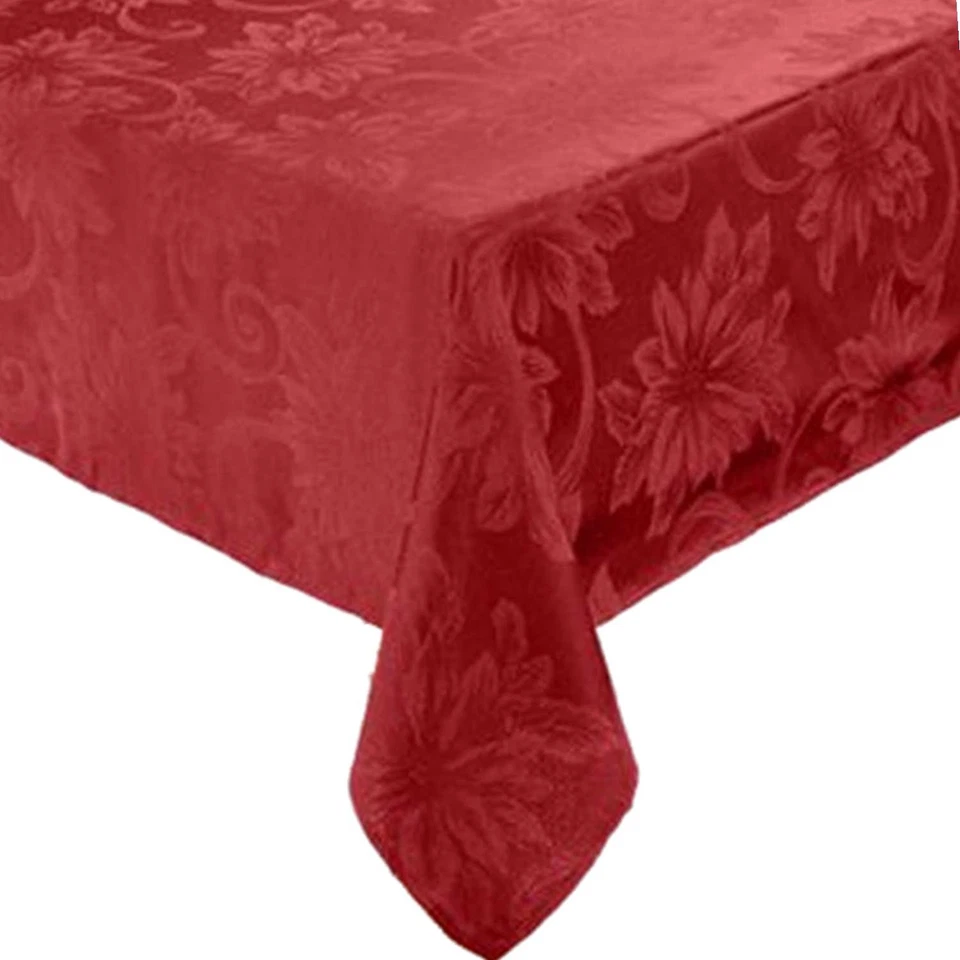 St Nicholas Square Rich Red Poinsettia Tablecloth Fabric Table Cloth 90 Round - Image 1 of 1