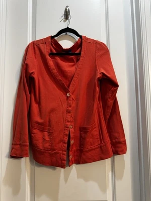 Fresh Produce Pumpkin Buttoned Cardigan Medium Pockets Armpit To Armpit 21” - Image 1 of 4