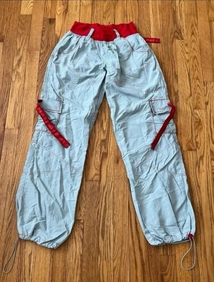 Pantalones cargo Zumba vintage grises con detalles rojos talla grande Y2K baile hip hop Foto 1 de 4