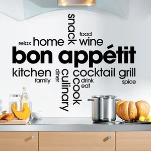 Kitchen Dining room Bon Appetit vinyl wall sticker art quote home decoration - Picture 1 of 12
