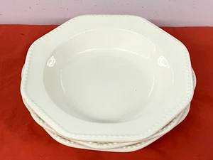 SEARS IRONSTONE -- OCTAGON WHITE -- RIMMED SOUP BOWLS -- 3 - Picture 1 of 3