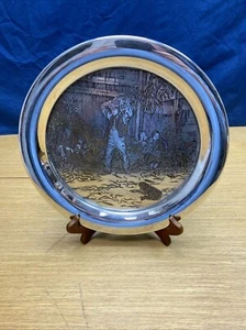 Damascene Silver Plate/Tray by Reed & Barton “Husking” Currier & Ives #62/1500 - Picture 1 of 6