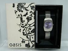 Oasis Women's Barrel Shaped Expanding Bracelet  Satin watch ,Round Purple Dial