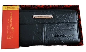 STONE MOUNTAIN USA Geldbörse aus gebundenem Leder schwarz (7,5L x 3,5W) - Bild 1 von 5