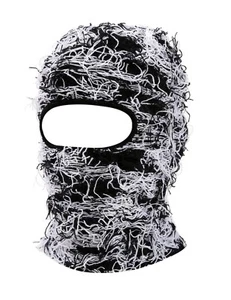 White/black Winter Balaclava Ski Mask Winter fashion. Unique Face Mask - Picture 1 of 1