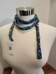 Nine West Beaded Sequin Green Blue Peacock Scarf NWT - Picture 1 of 4