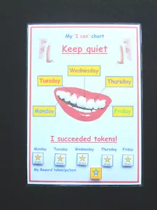 'I CAN KEEP QUIET' Tabla de recompensas Autismo-TDAH-Comportamiento visual Ayuda escolar - Imagen 1 de 3