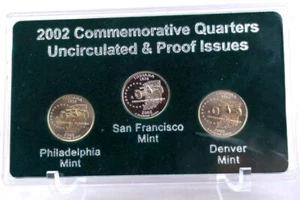 2002 INDIANA 3pc Set, COMMEMORATIVE State Quarters: P & D Uncirculated, S Proof - Picture 1 of 5
