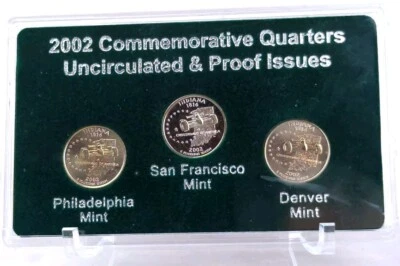2002 INDIANA 3pc Set, COMMEMORATIVE State Quarters: P & D Uncirculated, S Proof - Image 1 of 4
