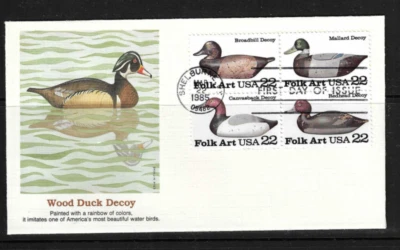 US SC # 2138-2141 And 2141a Duck Decoys FDC . Fleetwood Cachet - Image 1 of 3