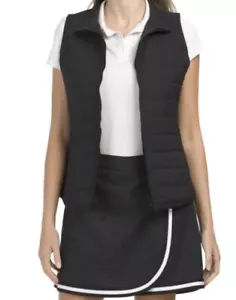 Women's TOMMY BAHAMA Golf Tennis Zip Vest Pockets BLACK Logo Large - Picture 1 of 10