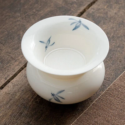 9cm Hand Painted Butterfly Orchid Ceramic Tea Filter Kung Fu Strainer Tea Set - Image 1 of 4
