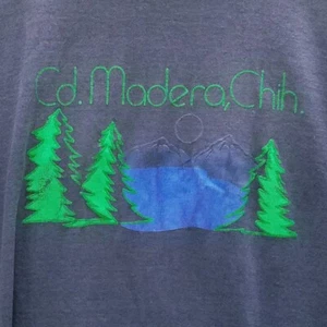 Vtg Single Stitch T Shirt Mexico graphics adult sz LG mountain pine trees blue - Picture 1 of 12