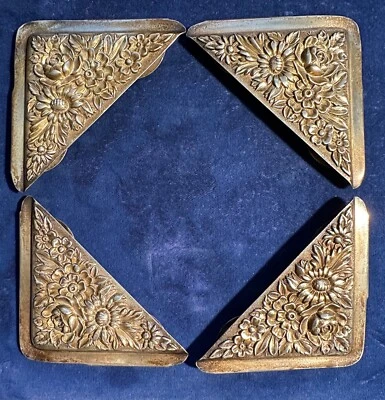 S. Kirk & Son REPOUSSE Set of 4 Sterling Silver DESK CORNER PAD Protectors, #5A - Image 1 of 4