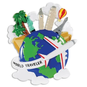 World Traveler Globe Personalized Christmas Tree Ornament - Picture 1 of 1