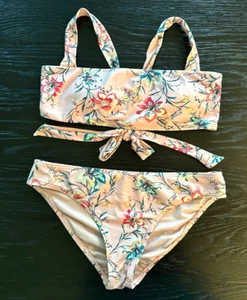 O'Neill Swimsuit Girls Sz 14 Kid Pink Floral Sydney Bikini 2-Piece Crossback - Picture 1 of 11