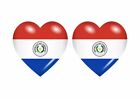 2x Sticker flag vinyl country heart PY paraguay