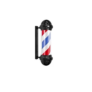 Premium KARMA BARBER POLE 72CM HIGH BLACK CASE RED BLUE WHITE SPIN BARBERSHOP - Picture 1 of 1