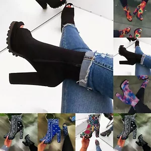 Women Open Toe High Heels Platform Shoes Block Heel Peep US Boots Zipper Shoes - Picture 1 of 20