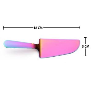 Cake Knife Slicer Server Pizza Shovel With Serrated Cutting Edge (Rainbow)