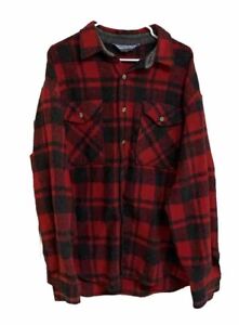 Men's VTG Fieldmaster Heavy Wool Buffalo Plaid Flannel Shirt Red Size XLT *READ*