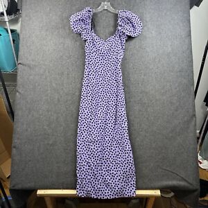 Zara Dress Women’s Extra Small Purple Lavender Polka Dot Puff Sleeve