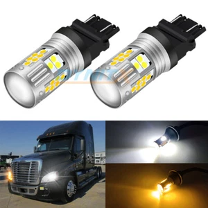 White Amber 3157 LED Turn Signal Light Bulbs For Freightliner Cascadia 2008-2017 - Picture 1 of 8