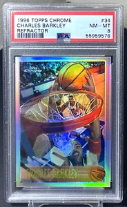 Charles Barkley 1996-97 Topps Chrome Refractor #34 Rockets HOF SP Parallel PSA 8 - Picture 1 of 3