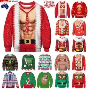 3D Christmas Ugly Sweater Pullover Jumper Unisex Xmas Party Sweatshirt Top Gifts - Picture 1 of 33