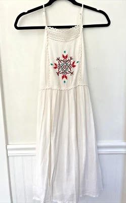 Vestido Solero Mudd Niñas Marfil Bordado Crochet Encaje Talla SM 12/14 Foto 1 de 4