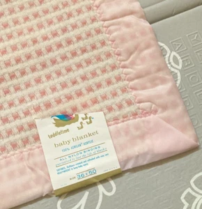 Manta Bebé Tejido Gofre TODDLETIME De Colección Rosa y Blanco Cuadros Nueva en Lote Antiguo - Imagen 1 de 11