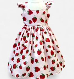 Strawberry dress, Berry dress, Birthday Strawberry dress, Twirl strawberry firs - Picture 1 of 6