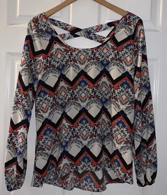 Blusa Top Mujer Diseño Azteca Rojo Azul Marino Talla Mediana Foto 1 de 4