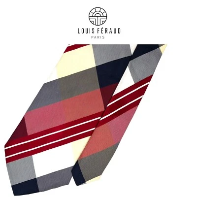 Louis Feraud 领带 - 多色交集对角条纹图案意大利丝绸领带 — 第 1/4 张图片