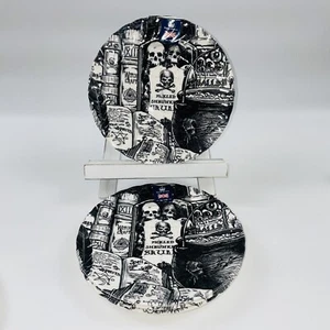 ROYAL WESSEX Halloween Salad Plates Set of 4 Witch POTION Books Cauldron Skulls - Picture 1 of 5