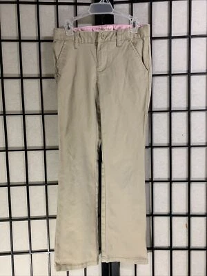 Cat & Jack Girl's Straight Leg Uniform Pants, Tan Khaki, Size 8 - Image 1 of 4