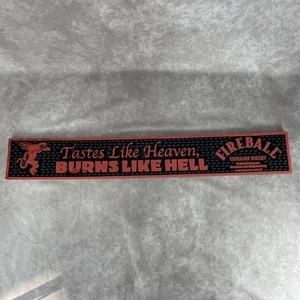 FIREBALL Cinnamon Whisky Alcohol Rubber Pour Bar Mat 23.75" x 3.5" Black & Red - Picture 1 of 6